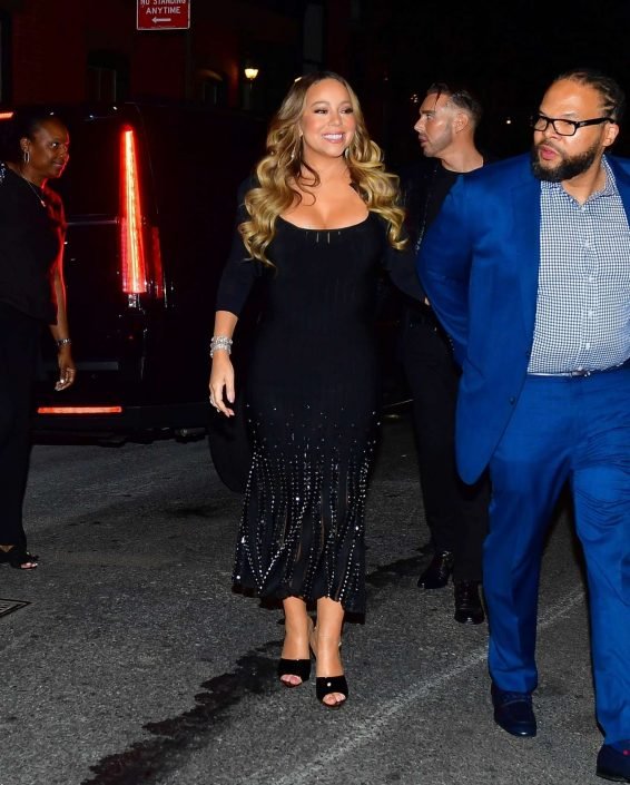Mariah Carey in Long Black Dress - Out in New York