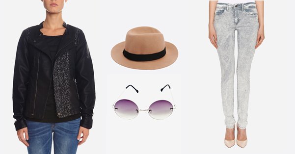 Куртка ICHI, 5790 р., шляпа T&B Limited, 1190 р., солнечные очки Trends Brands, 400 р., джинсы ICHI, 3390 р.