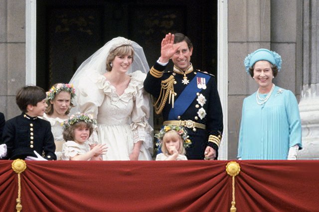 Принцесса Диана, принц Чарльз и королева Елизавета II
