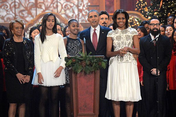 Семейство Обама незадолго до Рождества