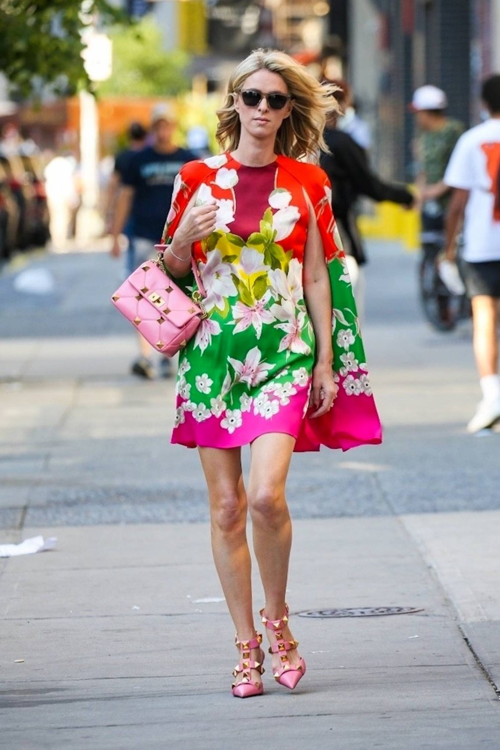 Nicky Hilton - In colorful dress on a stroll in New York