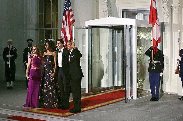 Софи Грегуар-Трюдо, Мишель Обама, Джастин Трюдо и Барак Обама