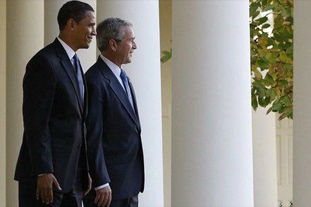 Барак Обама и Джордж Буш — младший