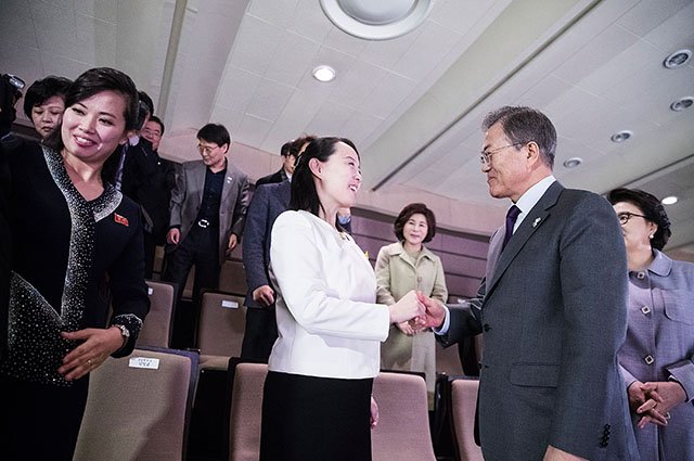 Ким Е Чжон и президент Южной Кореи Мун Чжэ Ин