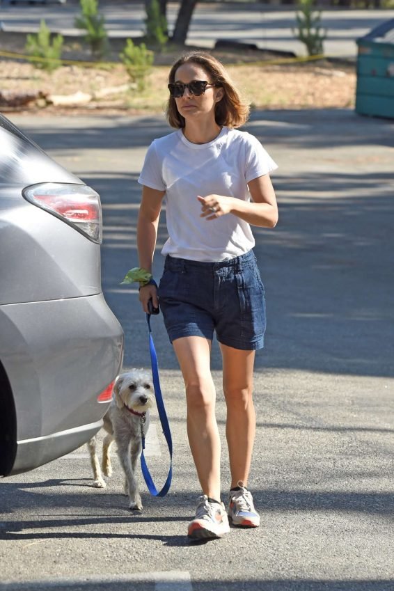 Natalie Portman - Takes her dog for walk in Los Angeles