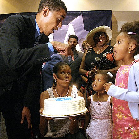 Барак и Мишель Обама с дочерями
