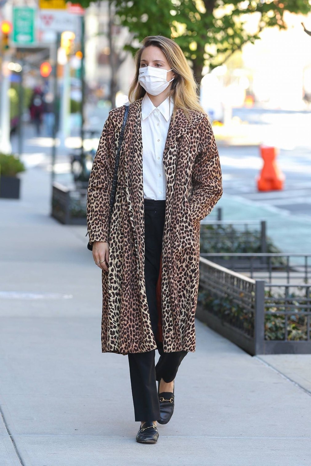 Dianna Agron 2021 : Dianna Agron – In a leopard print overcoat while out in New York-06