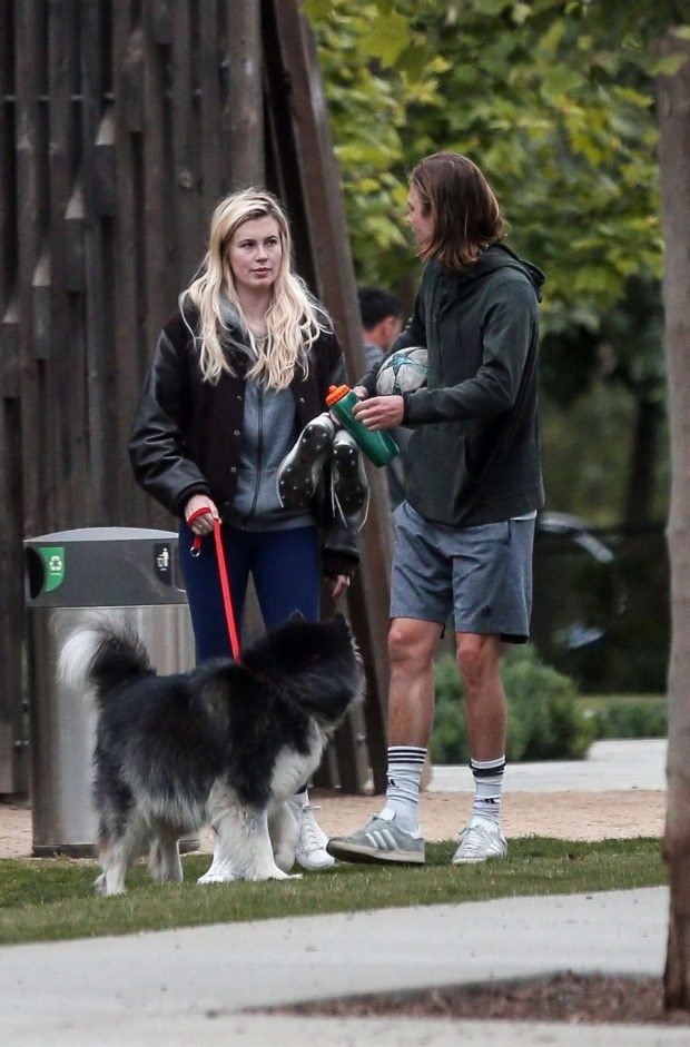 Ireland Baldwin and Corey Harper - Leaving a park with her dog in LA