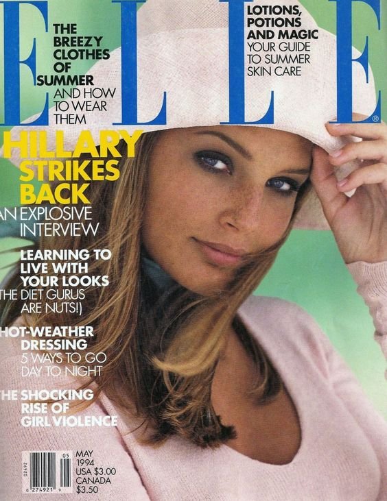 BRIDGET HALL | ELLE MAY,1994 COVER PHOTOGRAPHED BY GILLES BENSIMON