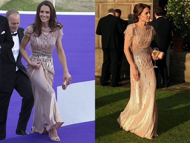 Кейт Миддлтон в платье Jenny Packham в 2011 и в 2016 году