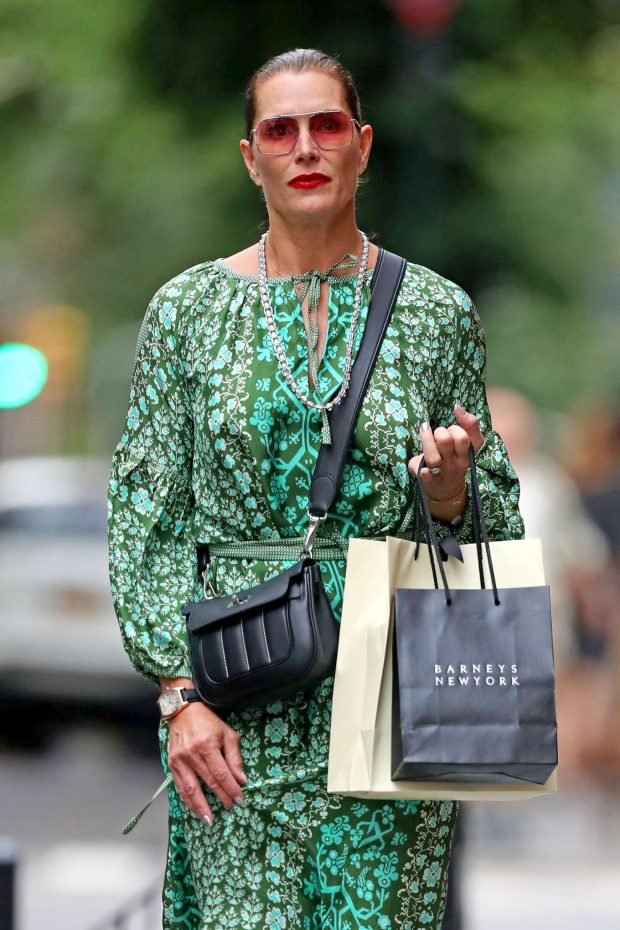 Brooke Shields in Green Dress - Out in New York City