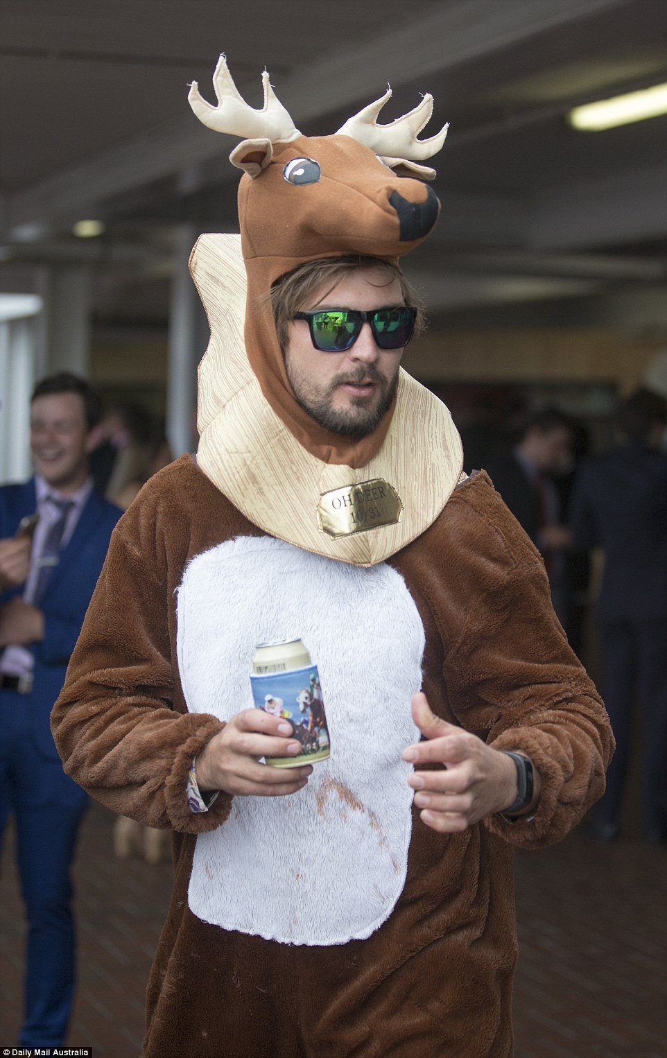 Oh deer! This man dressed up as a deer to celebrate the final day of Melbourne's Cup Spring Racing Carnival