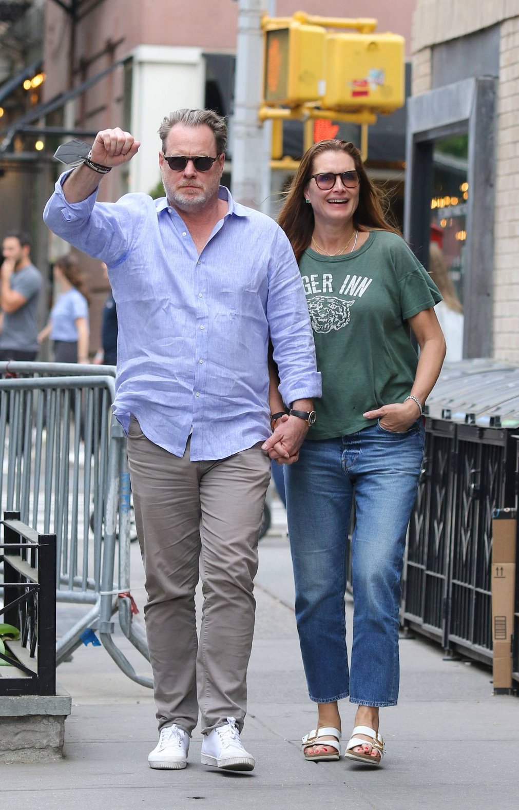 Brooke Shields 2021 : Brooke Shields – With husband Chris Henchy seen during stroll around Manhattans West Village area-11