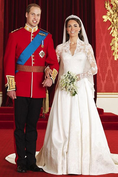 Принц Уильям и Кейт Миддлтон в день свадьбы 29 апреля 2011 года