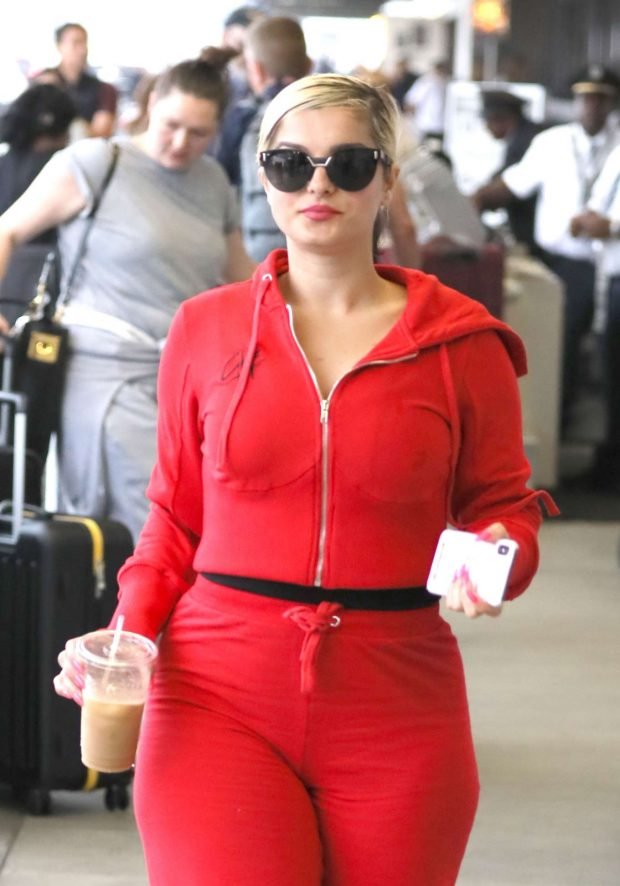 Bebe Rexha in Red - Arrives at LAX International Airport in LA