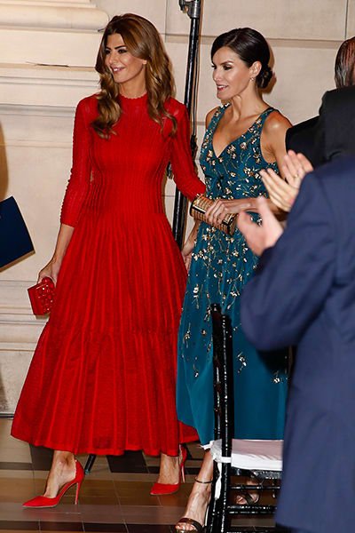 Argentina's First Lady Juliana Awada wows in silver sequinned dress with  Queen Letizia | HELLO!