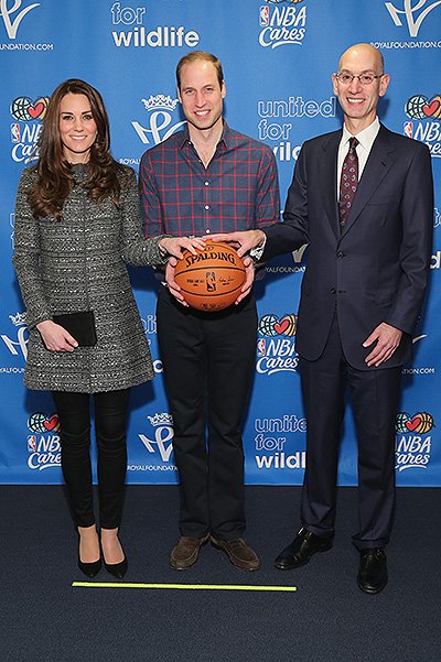 Герцогиня Кэтрин, принц Уилльям и представитель NBA Адам Сильвер