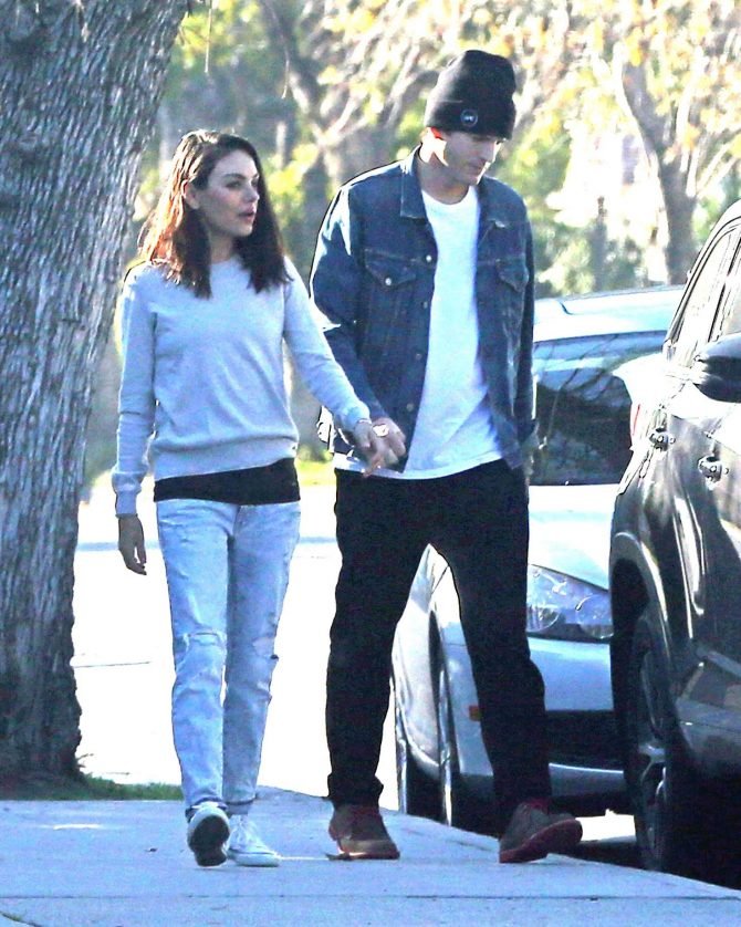 Mila Kunis and Ashton Kutcher - Out for a walk in Los Angeles