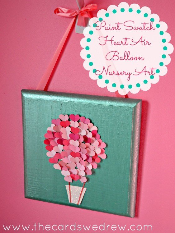 Paint Swatch Heart Air Balloon Nursery Art from The Cards We Drew