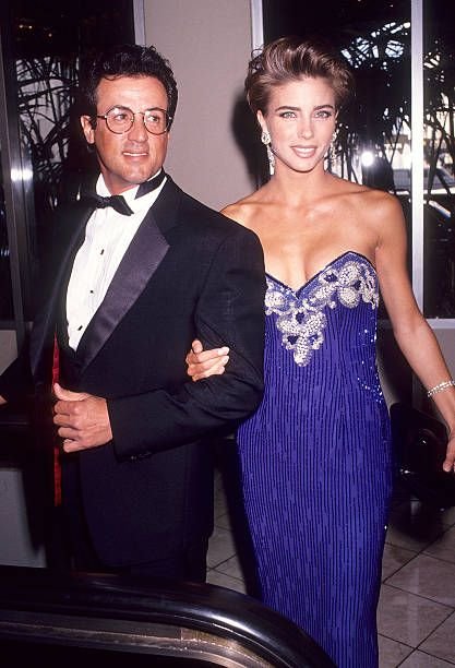 Actor Sylvester Stallone and girlfriend Jennifer Flavin attend the Simon Wiesenthal Center's National Leadership Award Salute to Arnold...