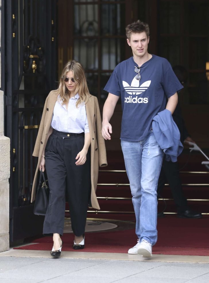 Sienna Miller and boyfriend Lucas Zwirner: Leave their hotel in Paris -04