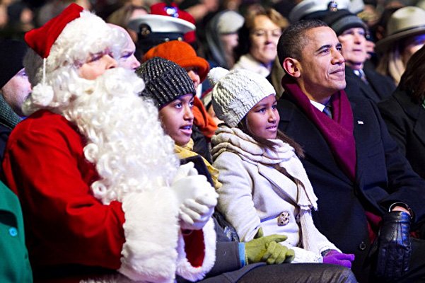Барак Обама с дочерьми Наташей и Малией Энн