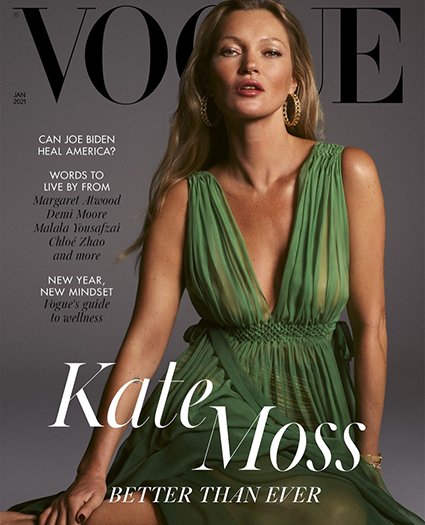 Кейт Мосс на обложке январского номера британского Vogue