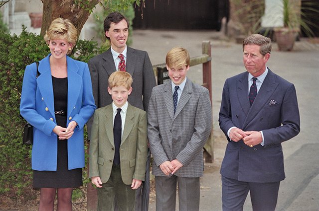 Принцесса Диана и принц Чарльз с сыновьями Гарри и Уильямом
