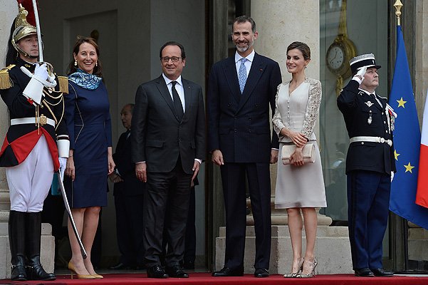 Министр экологии Франции Мари-Сеголен Руаяль, Франсуа Олланд, король Фелипе и королева Летиция