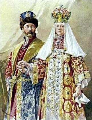 Фредерик де Ханен. Император Николай II и императрица Александра Фёдоровна в русских костюмах.