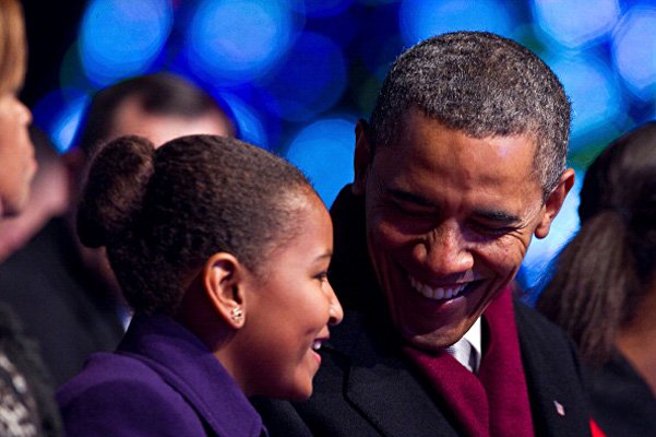 Барак Обама с дочерью Малией Энн