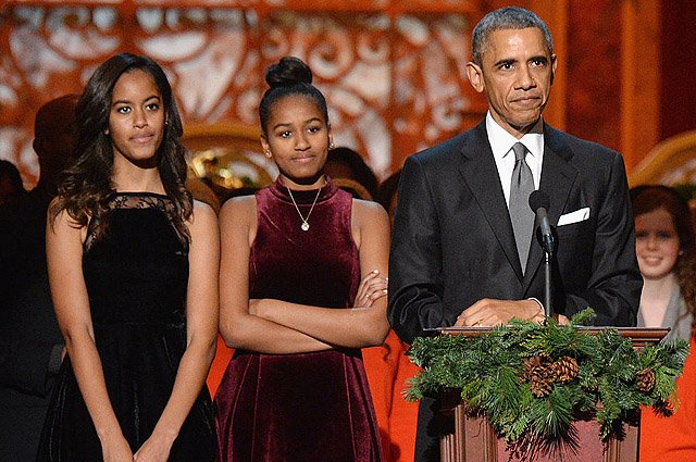 Барак Обама с дочерьми Малией и Сашей