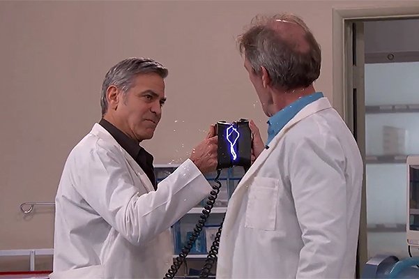 Джимми Киммел, Джордж Клуни и Хью Лори в эфире телешоу