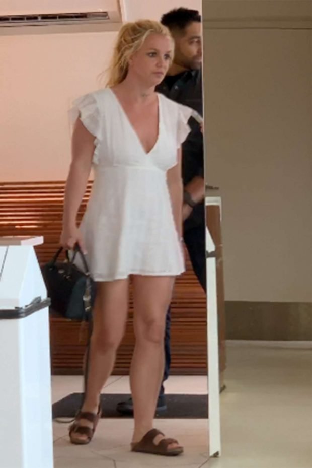 Britney Spears in White Mini Dress -19