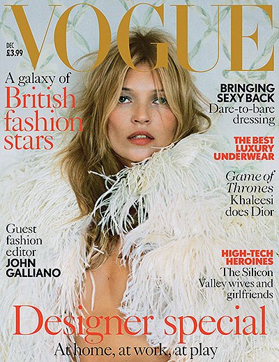 Кейт Мосс на обложке британского Vogue, декабрь 2013 года