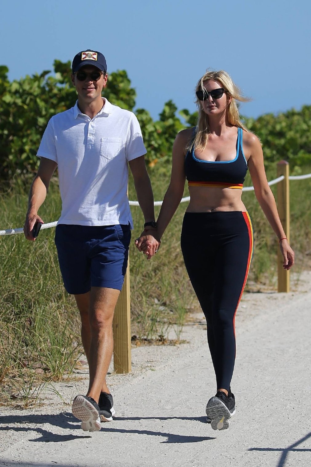 Ivanka Trump 2021 : Ivanka Trump – in a sports bra and leggings with husband Jared Kushner in Miami-02