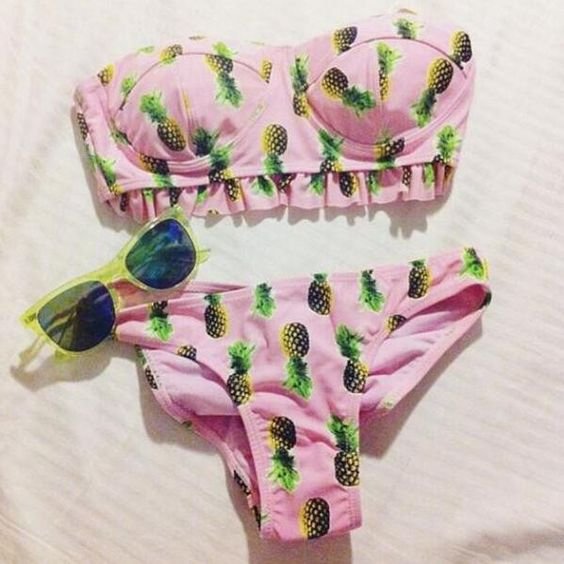 Pineapple Printed lace sexy bikini: 