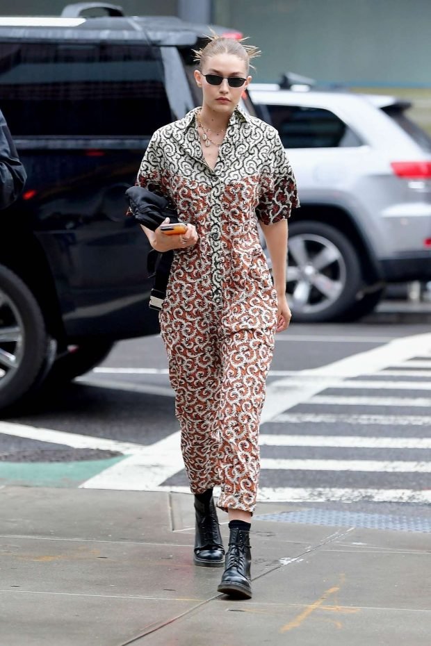 Gigi Hadid in Jumpsuit: Out in New York-12