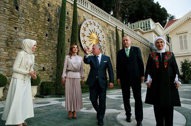 Королева Рания, король Абдалла II, Реджеп Тайип Эрдоган и Эмине Эрдоган