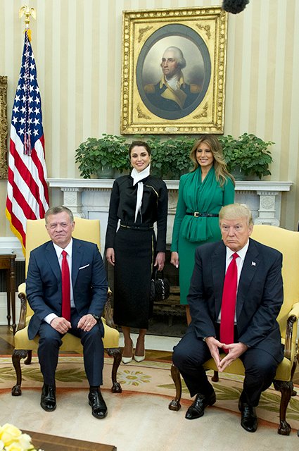 Чета Трамп и король Иордании Абдулл II и королева Рания