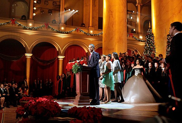 семья Обама на рождественском концерте