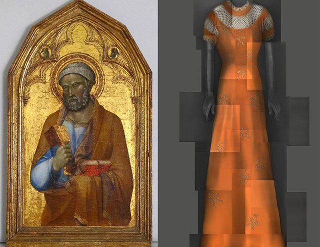 Икона святого Петра (середина XIV ст.)/ платье Elsa Schiaparelli