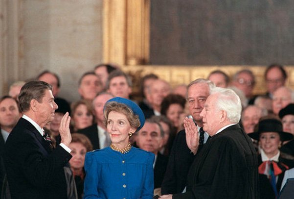 Рональд и Нэнси Рейган - вторая инаугурация, 21 января 1985 года