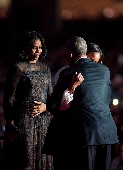 Барак и Мишель Обама с дочерью