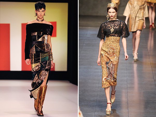 Карли Клосс на показах коллекций Jean Paul Gaultier  и Dolce&Gabbana 2013-2014