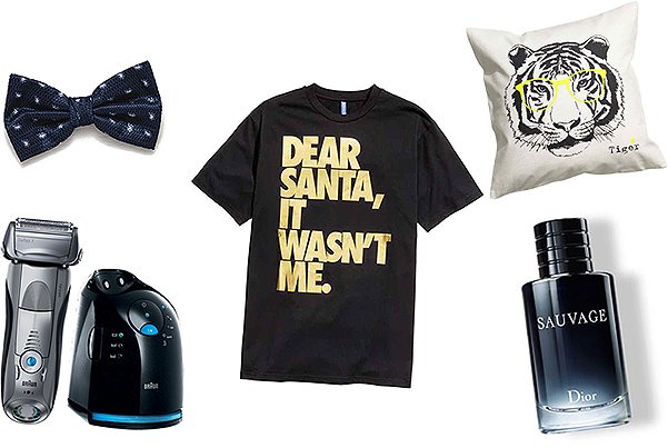 Галстук-бабочка, Zara; электрическая бритва Wet & Drу, Braun Series; футболка, H&M; подушка, H&M; туалетная вода Sauvage, Dior