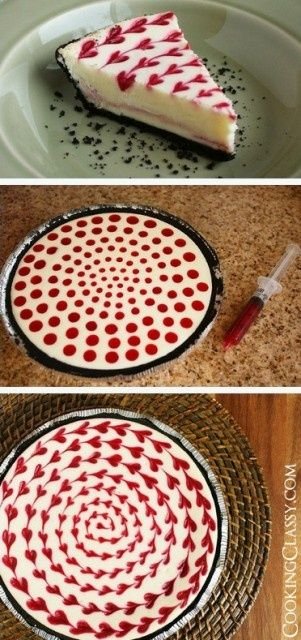 How to make hearts in a cheesecake. Perfect for Valentine's Day