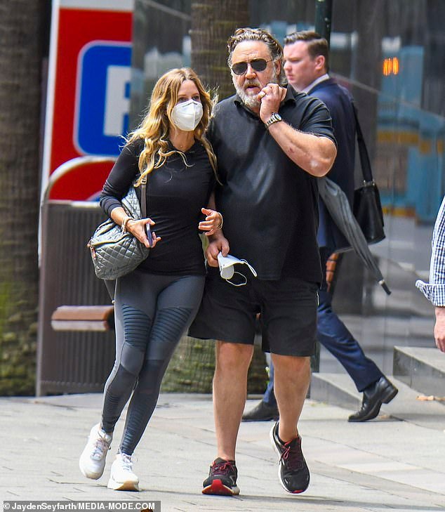 Lovers: Russell Crowe and Britney Theriot appeared to still be going strong as they visited the Art Gallery of NSW in Sydney on Friday