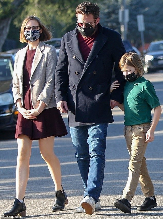 On the go: Ben Affleck was seen stepping out with his daughter Violet, 16, and son Samuel, nine, in Los Angeles this week
