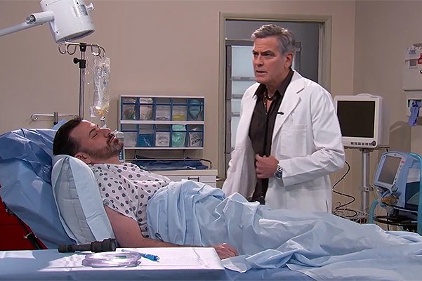 Джимми Киммел, Джордж Клуни и Хью Лори в эфире телешоу